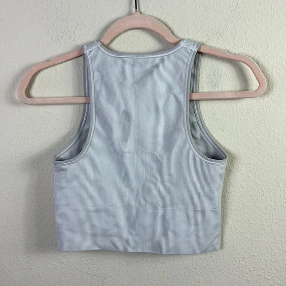 Athleta Seamless Crop Tank Top Ribbed in light grey size Small - Picture 2 of 6